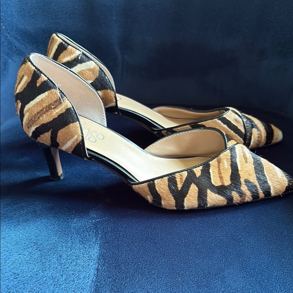 Franco Sarto Daisi Animal Print Pointed Toe Heels Leather & Fur - Picture 7 of 12